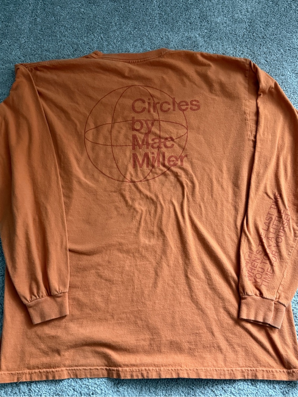 Mac Miller "Circles" Long Sleeve Tee - Rust Orange XL 24”